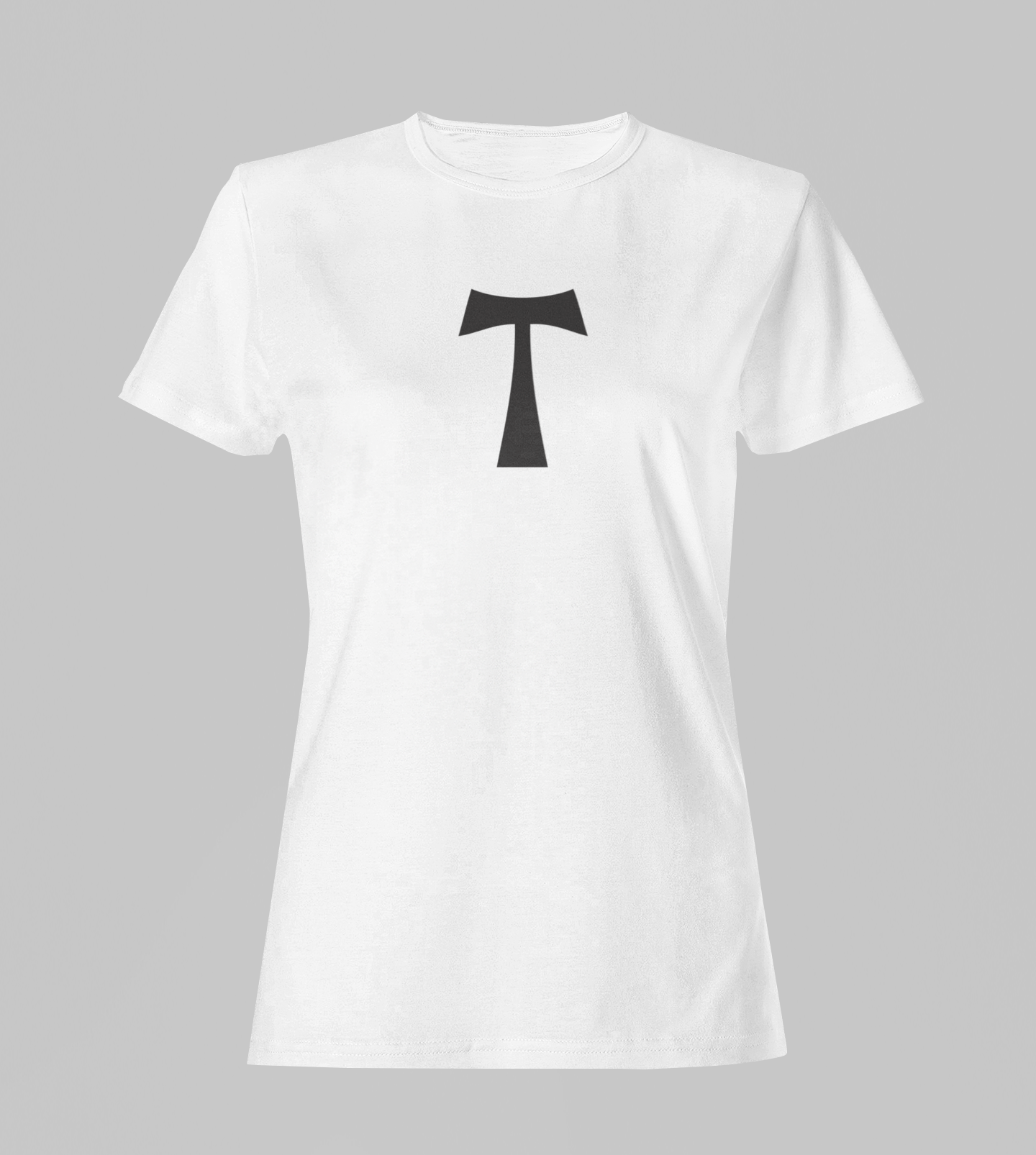 Camiseta Babylook Feminina - Tau - Branca com detalhes pretos