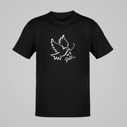 Camiseta Regular - Paz - Preta com detalhes brancos